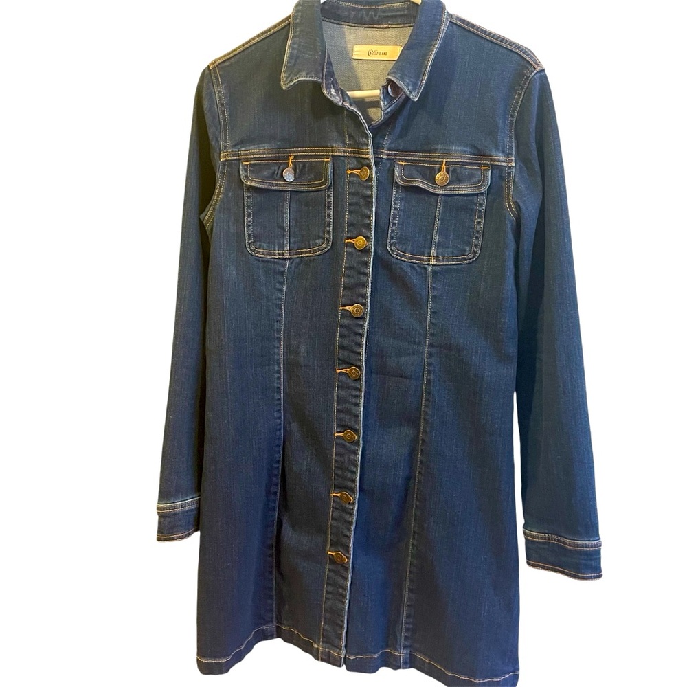 Cello Denim Mini Dress long sleeve buttons  Size Large Western